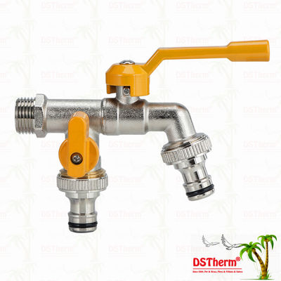 Kran Keran Ekonomis Kuningan Outlet Ganda Keran Kuningan Berlapis Nikel Keran Kuningan 1/2"*3/4"*3/4"