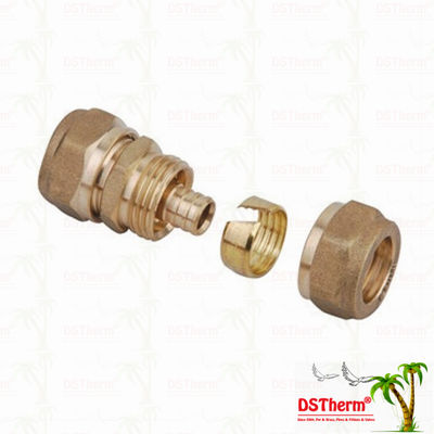 Equal Threaded Coupling Pex Brass Fittings Warna Kuningan Logo Disesuaikan Fitting Sekrup Berat Tengah