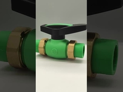 PPR Plastic Coated Double Union Ball Valve Pemasangan Terpapar Bahan baku Impor