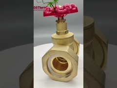 Brass Union Gate Valve dengan Red Cast Iron Handle High-Flow 1/2 