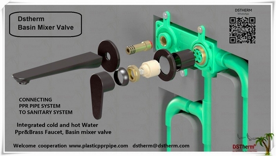 PPR Basin Valve Disembunyikan Mixer Valve Cold Hot Water Faucet Hitam Warna Ppr Kuningan Faucet