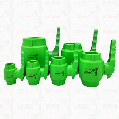 PPR Plastic Ball Valve dengan Waving Handle dan Brass Ball Ergonomic Waving Handle 20-63mm