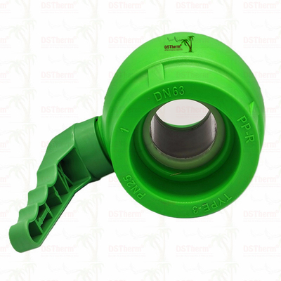 PPR Plastic Ball Valve dengan Waving Handle dan Brass Ball Ergonomic Waving Handle 20-63mm