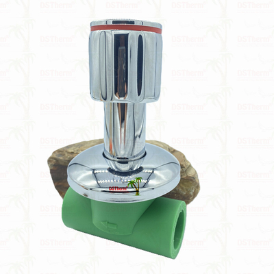Ppr Chrome Plated Stop Valve Dengan Anti-Slip Handle Low Maintenance 20-32mm Ukuran yang dapat disesuaikan