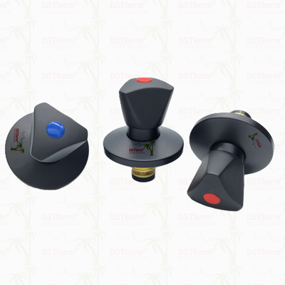Triangle Handle Stop Valve Bagian atas Brass Cartridge Black Plated Valve Disembunyikan Valve Cartridge Global Valve Cartridge