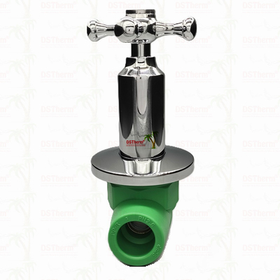 PPR Chrome Plated Luxury Ball Valve Dengan Cross Handle Tembaga Core Brass Cartridge