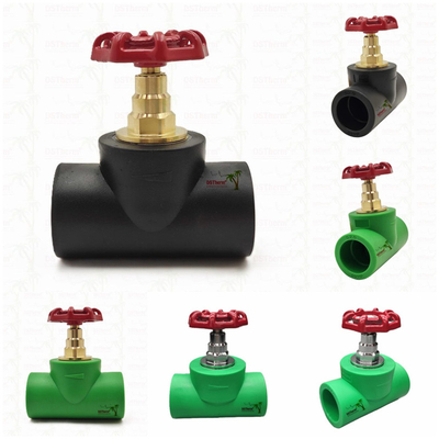 Klep Stop PPR Hitam Dengan Kartrid Warna Chrome / Kuningan ISO 15784 Sertifikasi Global Klep 20-110mm
