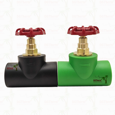 Klep Stop PPR Hitam Dengan Kartrid Warna Chrome / Kuningan ISO 15784 Sertifikasi Global Klep 20-110mm