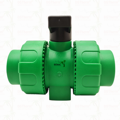 Lock Ball PPR Double Union Ball Valve Dengan Plastik Ball S2.5 20-63MM Logo yang Disesuaikan