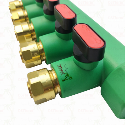 Manifold PPR Dengan Katup Bola Air Panas Merah 5 Arah Manifold Logo dan Warna yang Disesuaikan 25mm