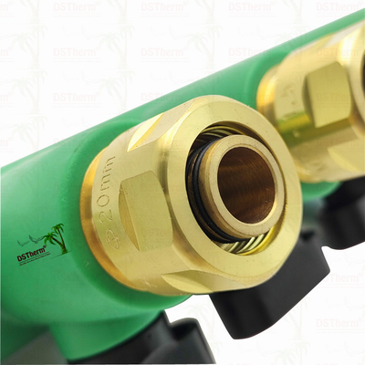 Manifold PPR Dengan Katup Bola Air Panas Merah 5 Arah Manifold Logo dan Warna yang Disesuaikan 25mm