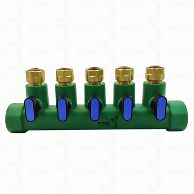 PPR Biru Manifold Dengan Ball Valve 5 Ways Manifold Warna dan Logo Disesuaikan 25mm