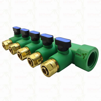 PPR Biru Manifold Dengan Ball Valve 5 Ways Manifold Warna dan Logo Disesuaikan 25mm