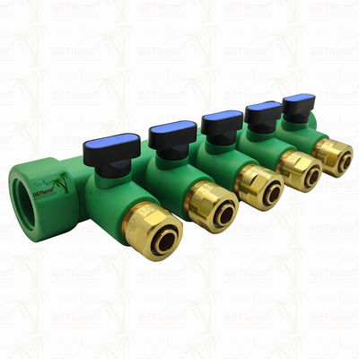 PPR Biru Manifold Dengan Ball Valve 5 Ways Manifold Warna dan Logo Disesuaikan 25mm