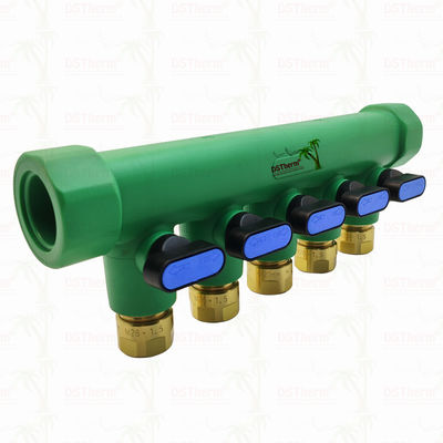 PPR Biru Manifold Dengan Ball Valve 5 Ways Manifold Warna dan Logo Disesuaikan 25mm