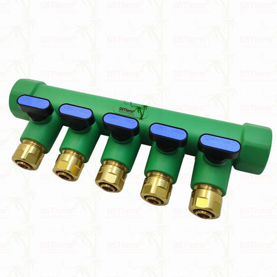 PPR Biru Manifold Dengan Ball Valve 5 Ways Manifold Warna dan Logo Disesuaikan 25mm