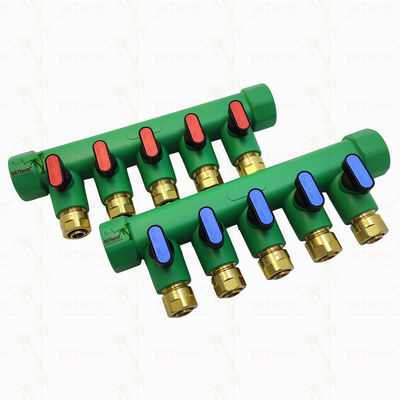 PPR Biru Manifold Dengan Ball Valve 5 Ways Manifold Warna dan Logo Disesuaikan 25mm