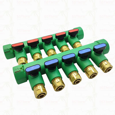 PPR Biru Manifold Dengan Ball Valve 5 Ways Manifold Warna dan Logo Disesuaikan 25mm