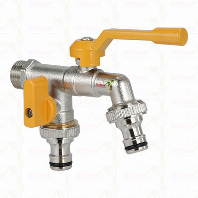 Kran Keran Ekonomis Kuningan Outlet Ganda Keran Kuningan Berlapis Nikel Keran Kuningan 1/2"*3/4"*3/4"