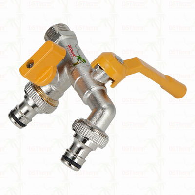 Kran Keran Ekonomis Kuningan Outlet Ganda Keran Kuningan Berlapis Nikel Keran Kuningan 1/2"*3/4"*3/4"