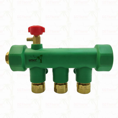 PPR Manifolds With Ball Valve Hot & Cold Water Red 3 Ways Manifolds Customized Logo and Color 25mm