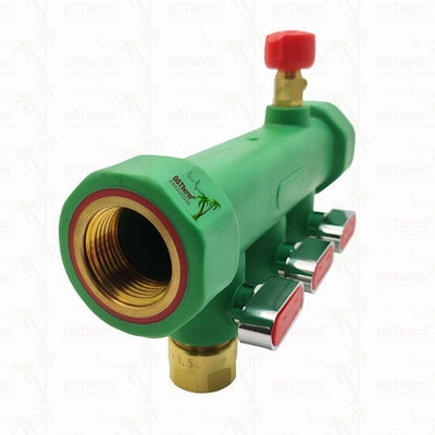 PPR Manifolds With Ball Valve Hot & Cold Water Red 3 Ways Manifolds Customized Logo and Color 25mm