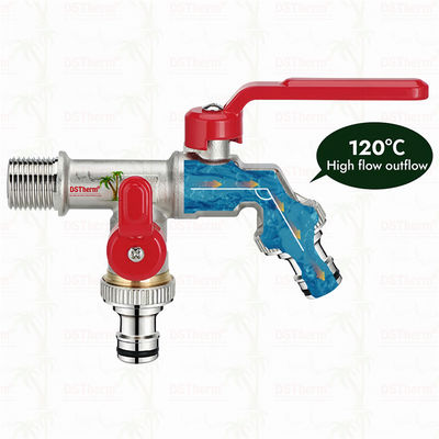 Desain Unik Bentuk Inovatif Keran Outlet Ganda Dengan Genggam Aluminium Merah 1/2"*3/4"*3/4"