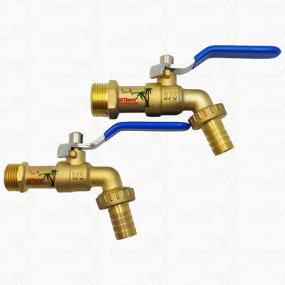 Gold Plated Heavy Duty Classic Blue Iron Handle Bibcocks Spout Faucet Spigot Water Tap 1/2"