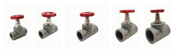 PPR Stop Valve berlapis krom abu-abu dengan kartrid kuningan Global Vlave 20-110mm