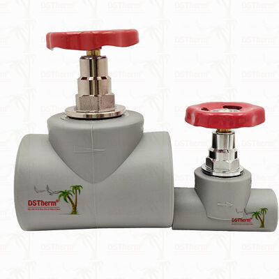 PPR Stop Valve berlapis krom abu-abu dengan kartrid kuningan Global Vlave 20-110mm