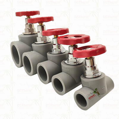 PPR Stop Valve berlapis krom abu-abu dengan kartrid kuningan Global Vlave 20-110mm