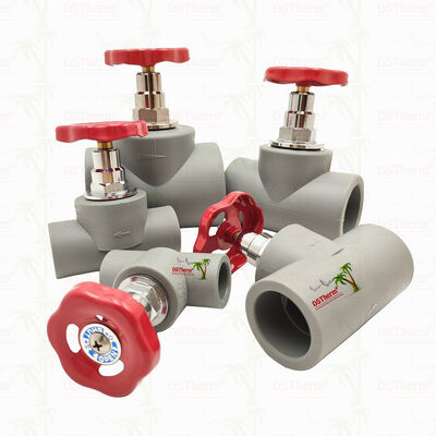 PPR Stop Valve berlapis krom abu-abu dengan kartrid kuningan Global Vlave 20-110mm
