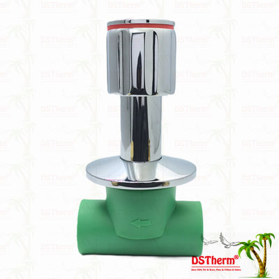 Ppr Chrome Plated Stop Valve Dengan Anti-Slip Handle Low Maintenance 20-32mm Ukuran yang dapat disesuaikan