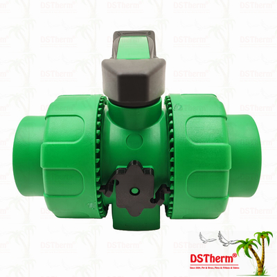 Lock Ball PPR Double Union Ball Valve Dengan Plastik Ball S2.5 20-63MM Logo yang Disesuaikan