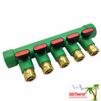 Manifold PPR Dengan Katup Bola Air Panas Merah 5 Arah Manifold Logo dan Warna yang Disesuaikan 25mm