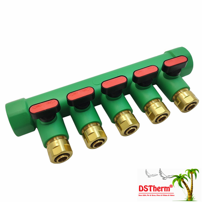 Manifold PPR Dengan Katup Bola Air Panas Merah 5 Arah Manifold Logo dan Warna yang Disesuaikan 25mm