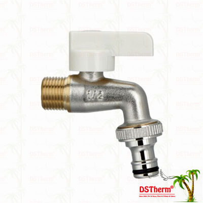 Ergonomis Putih Plastik Handle Bibcock Faucet dengan bahan yang disesuaikan dan 1/2 